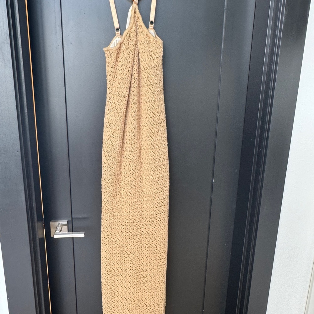 Boston Proper Cream Gold Sheath Maxi Dress